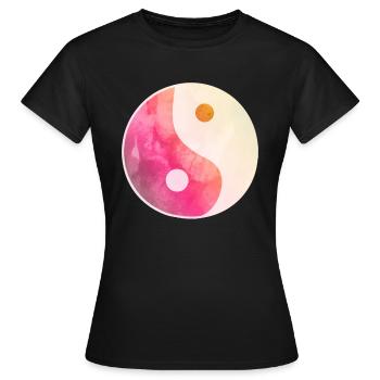 yin yang Symbol Symbole Symbolik Yoga - Frauen T-Shirt - Schwarz - Vorne - AI Model Female 172 dark (172cm)