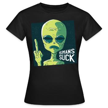 Alien Sci-Fi Ufo Spatial Space Space Finger - T-shirt Femme - noir - Devant - AI Model Female 172 dark (172cm)