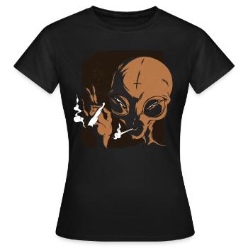 Cadeau de science-fiction Alien Pothead Kiffen Ganja Cannabis - T-shirt Femme - noir - Devant - AI Model Female 172 dark (172cm)