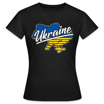 Ukraine Kiew Flagge - Frauen T-Shirt - Schwarz - Vorne - AI Model Female 172 dark (172cm)