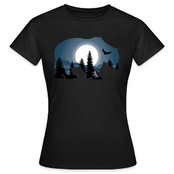 Forêt de Baer Lune Nature Forêt Animaux Animaux Amour animal - T-shirt Femme - noir - Devant - AI Model Female 172 dark (172cm)