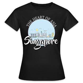 Singapur - Frauen T-Shirt - Schwarz - Vorne - AI Model Female 172 dark (172cm)