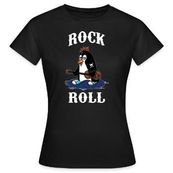 Musicien RocknRoll Rocker Tattoo Penguin - T-shirt Femme - noir - Devant - AI Model Female 172 dark (172cm)