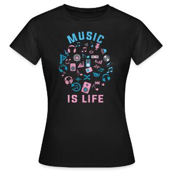 music - Women's T-Shirt - black - Front - AI Model Female 172 dark (172cm)