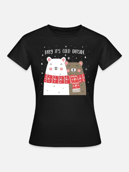 Ours de Noël animaux mignons neige hiver - T-shirt Femme - noir