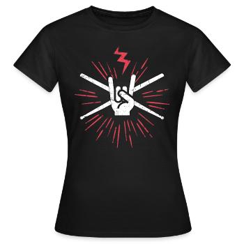 RocknRoll Rockmusik Drums Baguettes de Batterie - T-shirt Femme - noir - Devant - AI Model Female 172 dark (172cm)