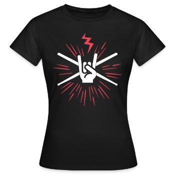 Batterie Batterie Batteur RocknRoll Batteur - T-shirt Femme - noir - Devant - AI Model Female 172 dark (172cm)