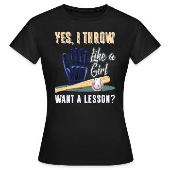 Balle de baseball softball bat gant sport - T-shirt Femme - noir - Devant - AI Model Female 172 dark (172cm)