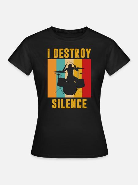 I destroy silence - Frauen T-Shirt - Schwarz