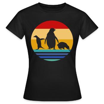 Penguin retro 70s animals animal lover animal - Women's T-Shirt - black - Front - AI Model Female 172 dark (172cm)