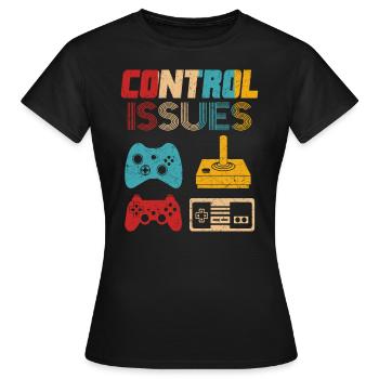 Retrogaming Gamer Gaming Controller Joystick - Frauen T-Shirt - Schwarz - Vorne - AI Model Female 172 dark (172cm)