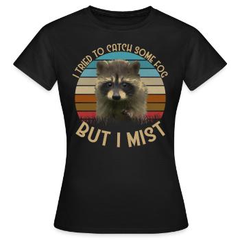 Raccoon Retro Vintage Funny Animals Animal Lovers - Women's T-Shirt - black - Front - AI Model Female 172 dark (172cm)