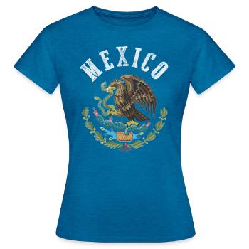 Mexique - T-shirt Femme - bleu saphir antique chiné - Devant - AI Model Female 172 dark (172cm)