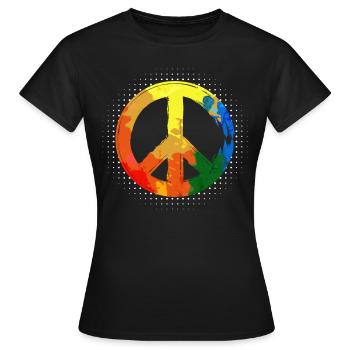 Friedensbewegung Frieden Hippie Peacezeichen - Frauen T-Shirt - Schwarz - Vorne - AI Model Female 172 dark (172cm)