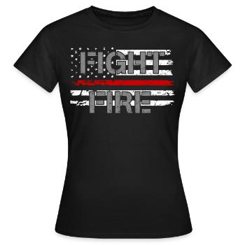 USA Amerika Flagge Feuerwehr Feuerwehrmann - Frauen T-Shirt - Schwarz - Vorne - AI Model Female 172 dark (172cm)