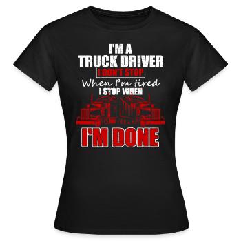 LKW Trucker Truck - Frauen T-Shirt - Schwarz - Vorne - AI Model Female 172 dark (172cm)