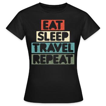 Manger sommeil répéter répéter - T-shirt Femme - noir - Devant - AI Model Female 172 dark (172cm)
