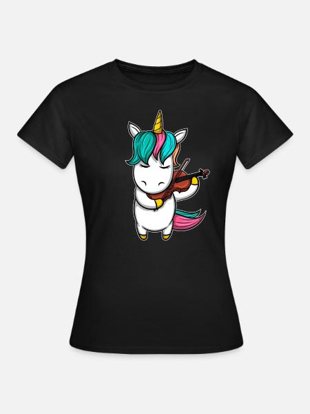 Einhorn Geige Streichinstrument - Frauen T-Shirt - Schwarz