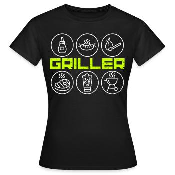 Barbecue saison barbecue moniteur roi roi barbecue pinces - T-shirt Femme - noir - Devant - AI Model Female 172 dark (172cm)