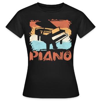 Piano Pianist Klavier Musikschule Musiker - Frauen T-Shirt - Schwarz - Vorne - AI Model Female 172 dark (172cm)