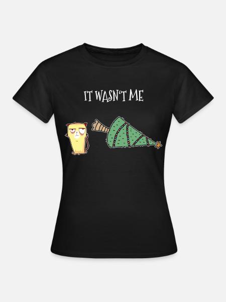 Weihnachten Katze - Frauen T-Shirt - Schwarz