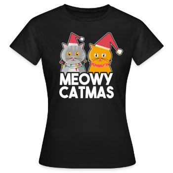 Christmas cat kitten kitty cat friend - Women's T-Shirt - black - Front - AI Model Female 172 dark (172cm)