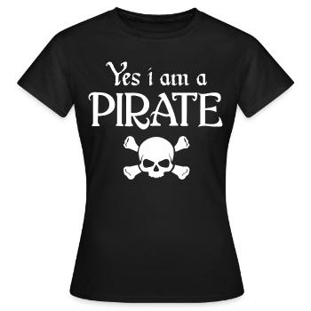 Pirat Piratenschädel Piratenkopf Piraterie - Frauen T-Shirt - Schwarz - Vorne - AI Model Female 172 dark (172cm)