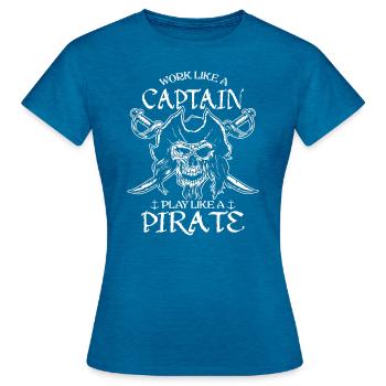 Piratenkopf Pirat Piraterie Piratenschädel - Frauen T-Shirt - Antikblaues Saphir meliert - Vorne - AI Model Female 172 dark (172cm)