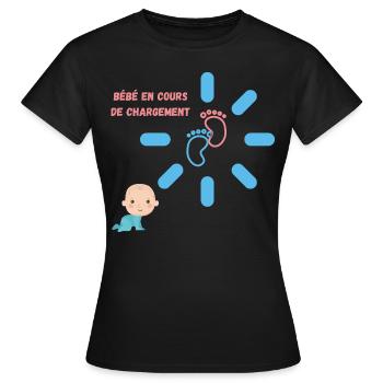 BEBE EN COURS DE CHARGEMENT - T-shirt Femme - noir - Devant - AI Model Female 172 dark (172cm)