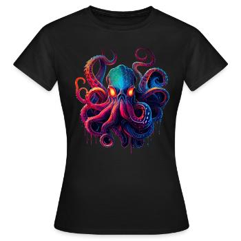 Octopus illustration - Women's T-Shirt - black - Front - AI Model Female 172 dark (172cm)