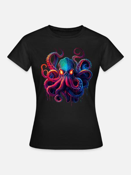 Oktopus-Illustration - Frauen T-Shirt - Schwarz