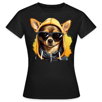 Règle du chihuahua : gouverner le paysage urbain - T-shirt Femme - noir - Devant - AI Model Female 172 dark (172cm)