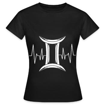 Sternzeichen Zwilling Herzschlag - Frauen T-Shirt - Schwarz - Vorne - AI Model Female 172 dark (172cm)