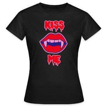 Sexy Hallowenn Vampir Lippen Kiss Me - Frauen T-Shirt - Schwarz - Vorne - AI Model Female 172 dark (172cm)