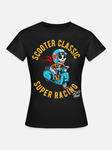 Motorroller classic Skelett - Frauen T-Shirt - Schwarz