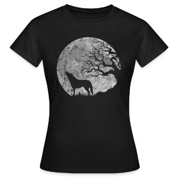 La pleine lune pleurant mystique loup-garou Fantasy - T-shirt Femme - noir - Devant - AI Model Female 172 dark (172cm)