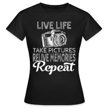 Take Pictures Skizzierter Fotoapparat Fotografie - Frauen T-Shirt - Schwarz - Vorne - AI Model Female 172 dark (172cm)