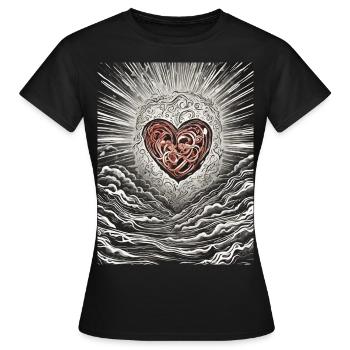 "Cœur Abstrait Rayonnant" - T-shirt Femme - noir - Devant - AI Model Female 172 dark (172cm)