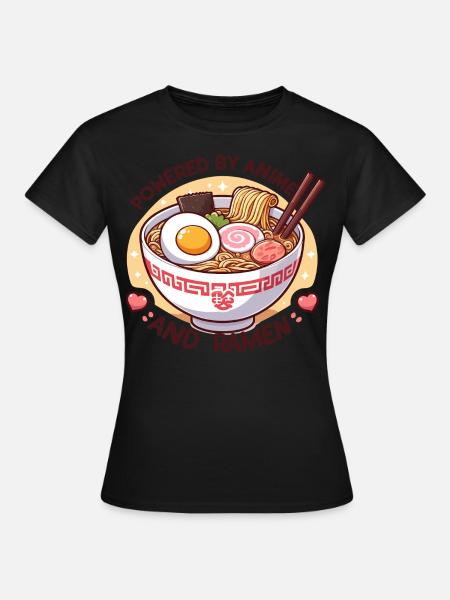 Powered By Anime And Ramen - Frauen T-Shirt - Schwarz