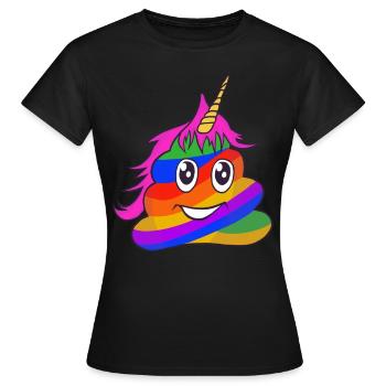 Einhorn Poop Emoticon Kackhaufen Regenbogen - Frauen T-Shirt - Schwarz - Vorne - AI Model Female 172 dark (172cm)