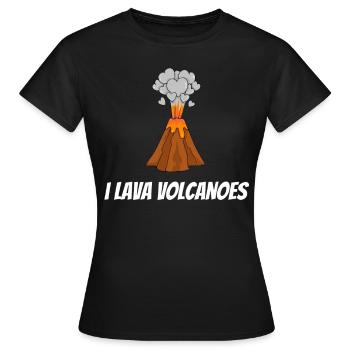 Ich liebe Vulkane Vulkan Liebe Herz Lava Ausbruch - Frauen T-Shirt - Schwarz - Vorne - AI Model Female 172 dark (172cm)