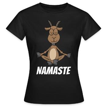 Namaste Yoga Ziege Meditation Yogi Zen Geschenk - Frauen T-Shirt - Schwarz - Vorne - AI Model Female 172 dark (172cm)