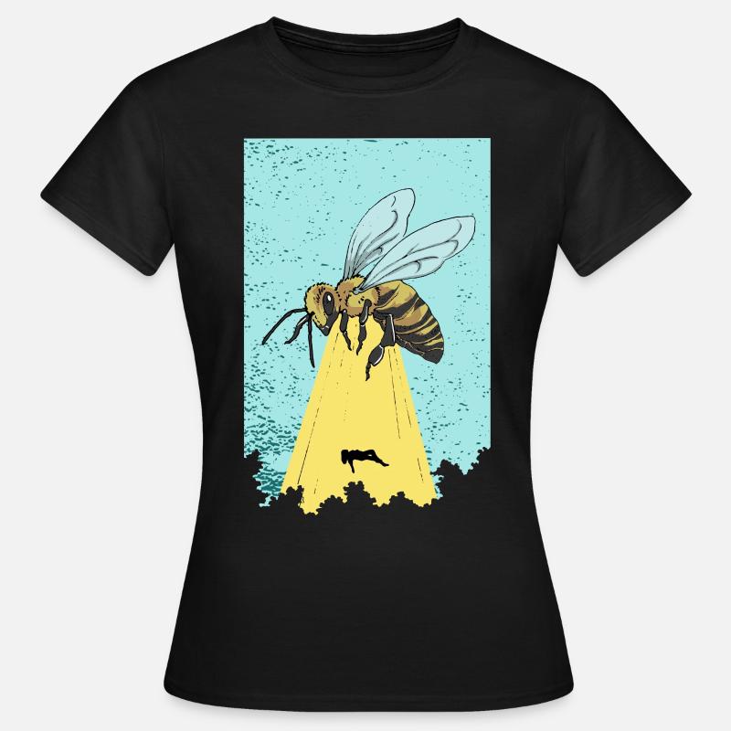 Bee Ufo Beam Alien Scifi Beekeeper Gift - Women's T-Shirt - black