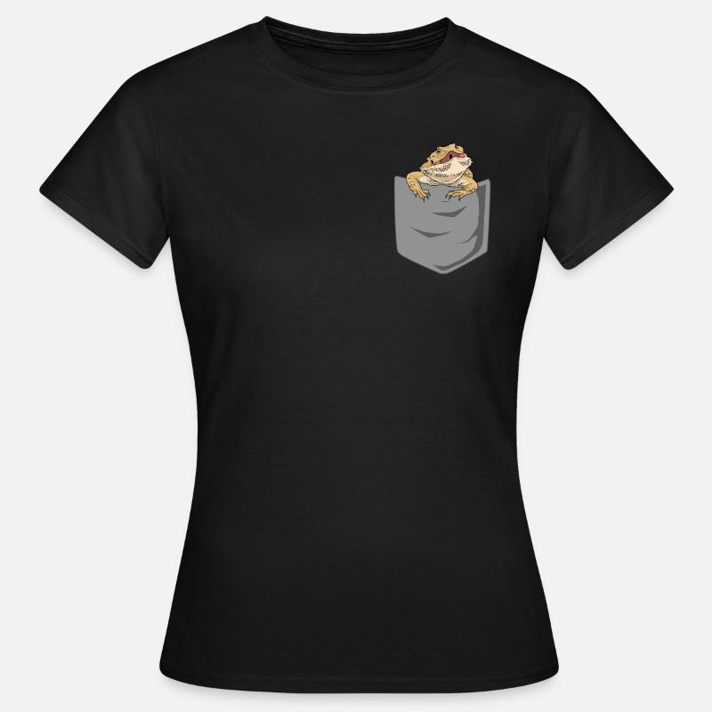 Bearded dragon in bag Lizard dwarf bearded gift - Women's T-Shirt - black