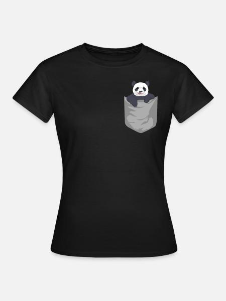 Panda Panda Bear en Pocket Pocket Animal Gift - Dame-T-shirt - sort
