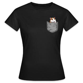 Hamster in Tasche Goldhamster Geschenk - Frauen T-Shirt - Schwarz - Vorne - AI Model Female 172 dark (172cm)
