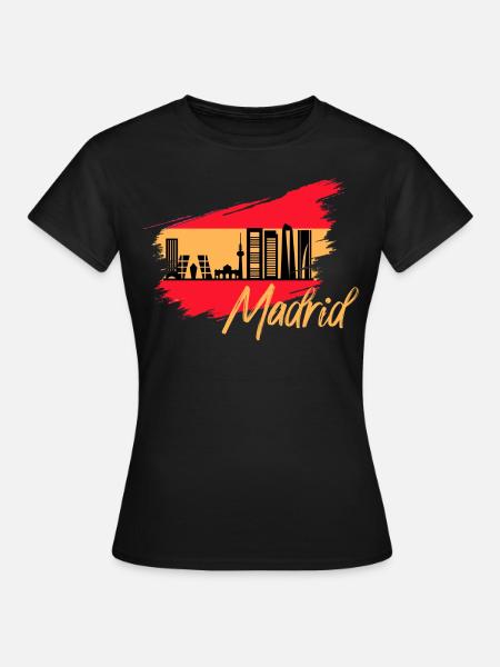Madrid Spanien Flagge Skyline - Frauen T-Shirt - Schwarz
