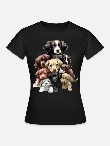 Lustige Hunde - Frauen T-Shirt - Schwarz