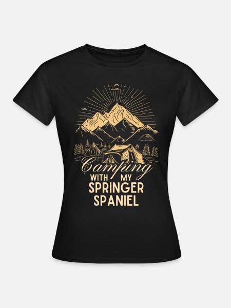 Springer Spaniel Camping - Frauen T-Shirt - Schwarz