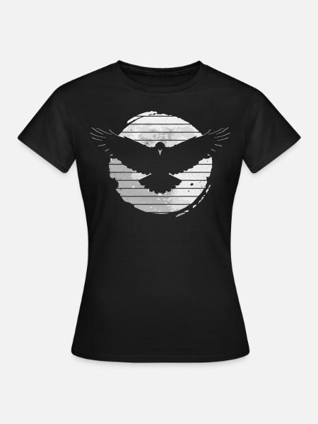 Raven crow bird in the moonlight - Women's T-Shirt - black